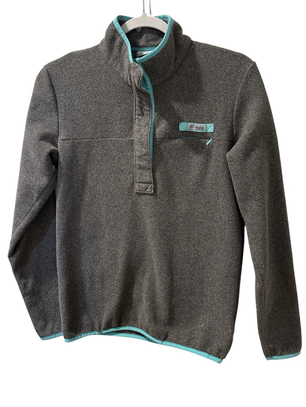 Columbia PFG Snap-Up Fleece Pullover - Grey & Aqua Size Small